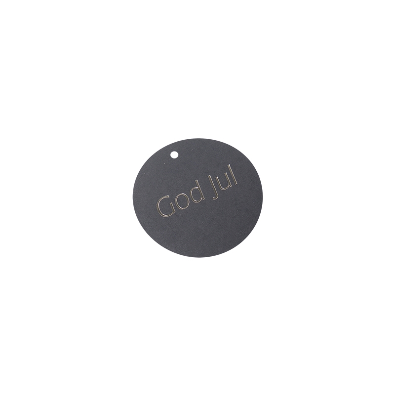 Hengeetikett god jul sort rund SALG - 1