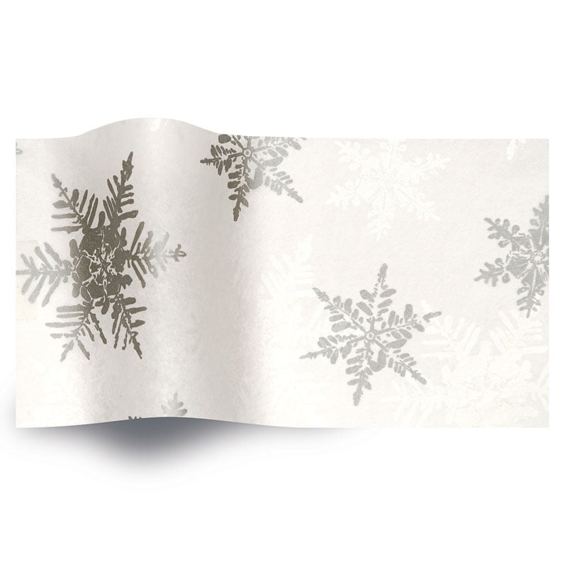 Silkepapir Pearl/Sølv snøfnugg