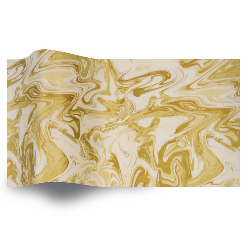 Silkepapir Gold Marble on Ivory - 1