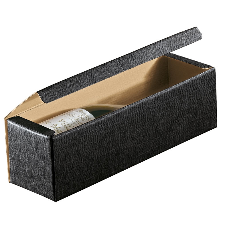 Gaveeske/Eske til flasker linpreget sort - 3