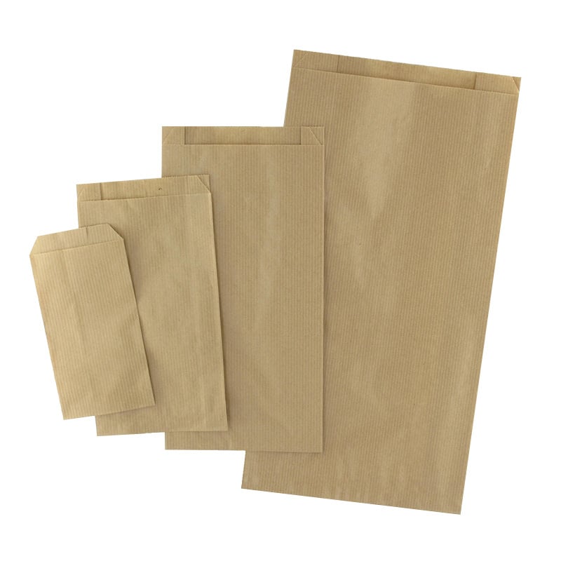 Rillet flat papirpose brun
