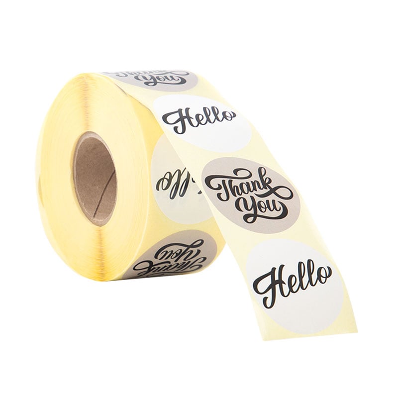 Etikett Venice Black "Thank you/hello" Ø49 1000 stk