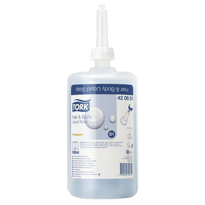 Tork Hair & Body flytende såpe S1 - 1