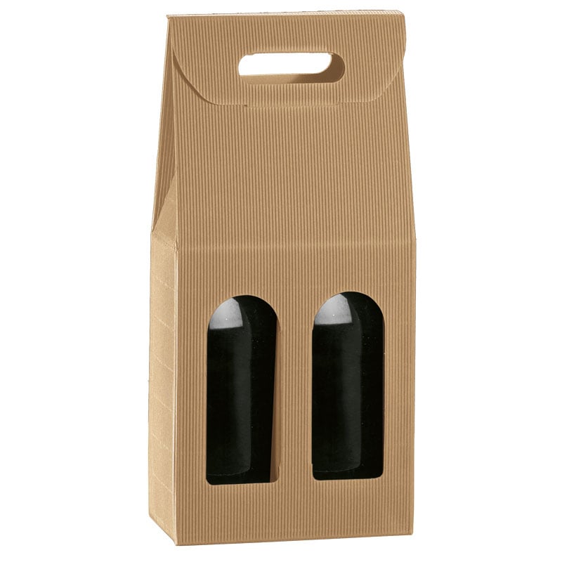 Gaveeske for flasker, bølgepapp natur - 1