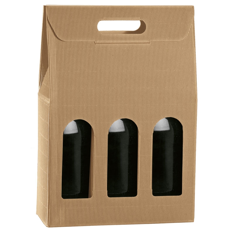 Gaveeske for flasker, bølgepapp natur - 4