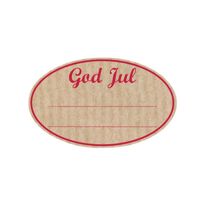 Etikett God jul oval natur rillet - 1