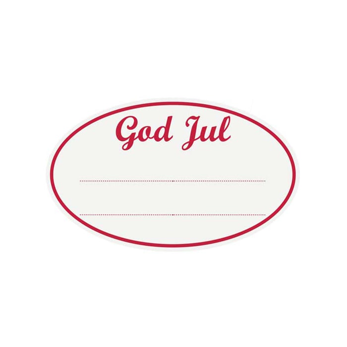 Etikett God jul oval hvit matt