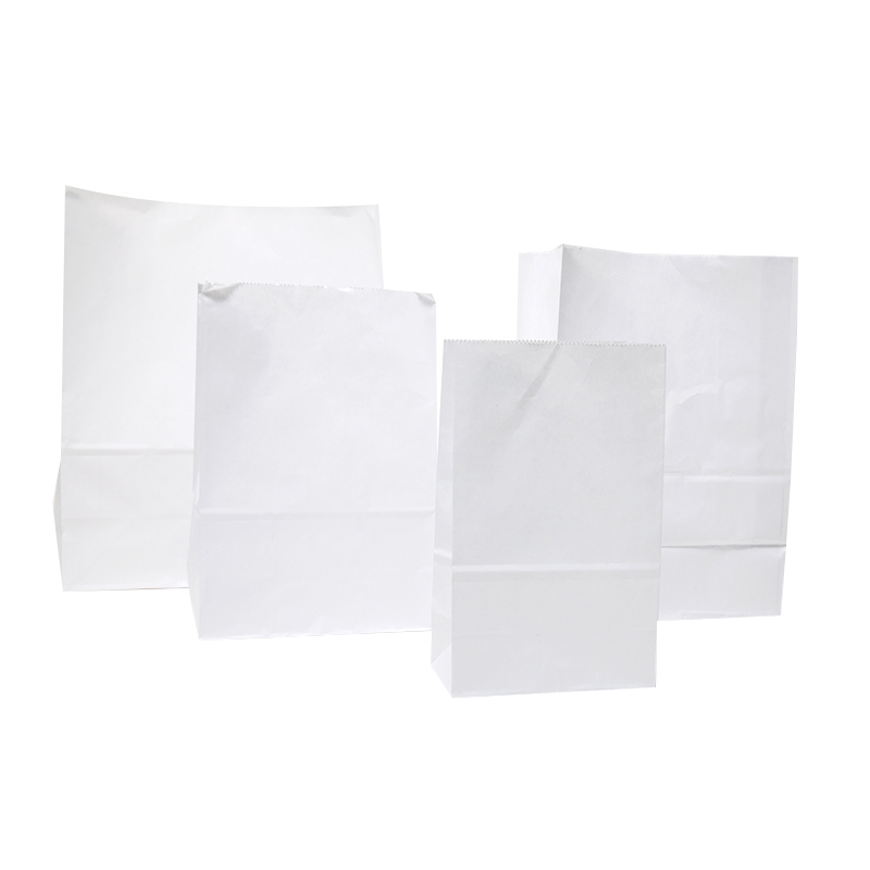 Papirpose med firkantbunn / konditorpose - hvit - 2