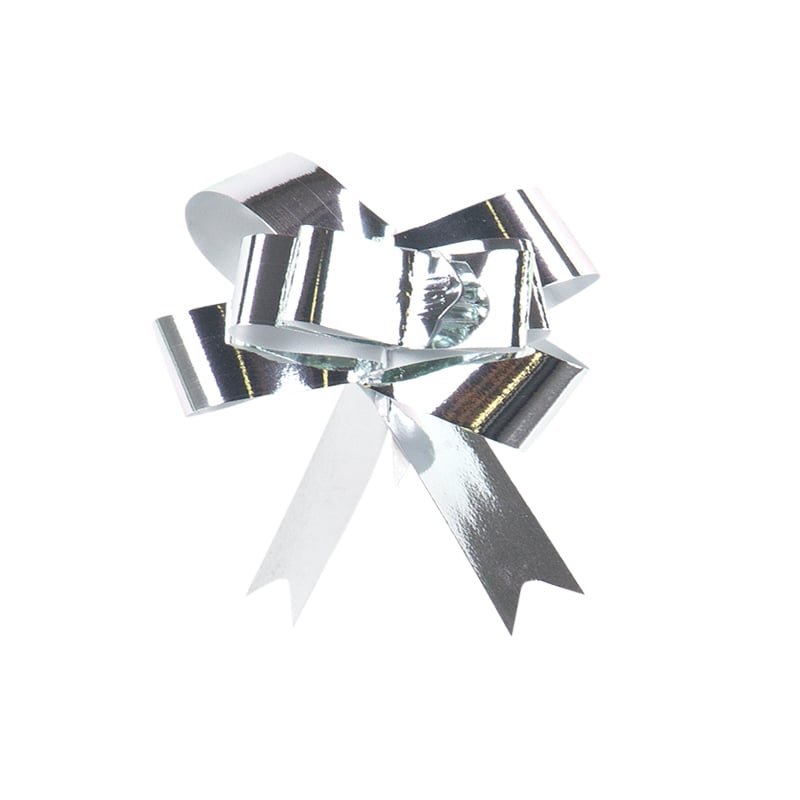 Dra-sløyfe metallisk sølv - 1