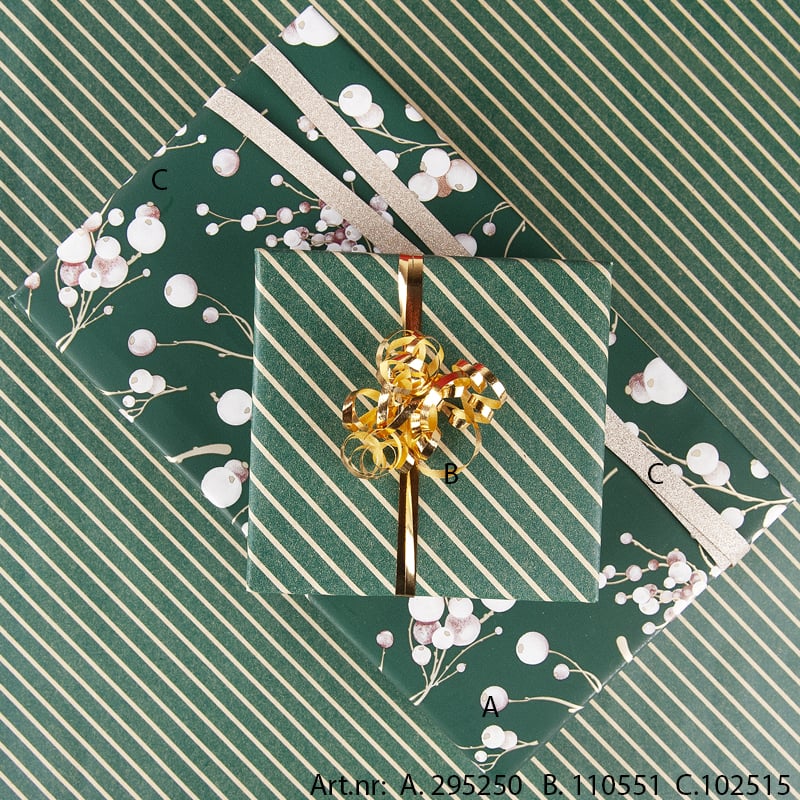 Gavepapir Elegant stripe grønn - 3