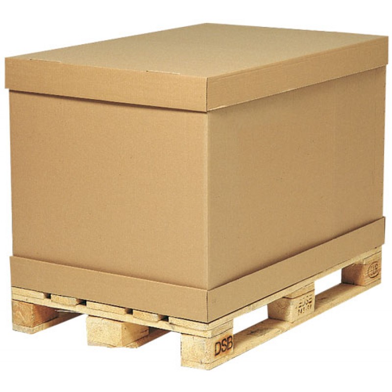 Pallesker av dobbel bølgepapp med lokk og bunn - 1
