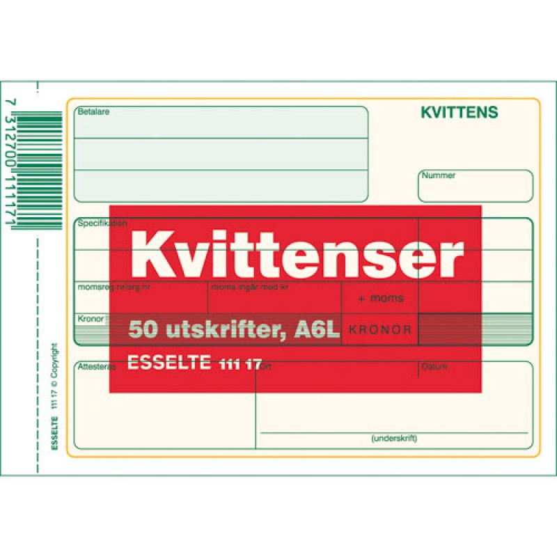 Kvittering med & uten kopi - 1