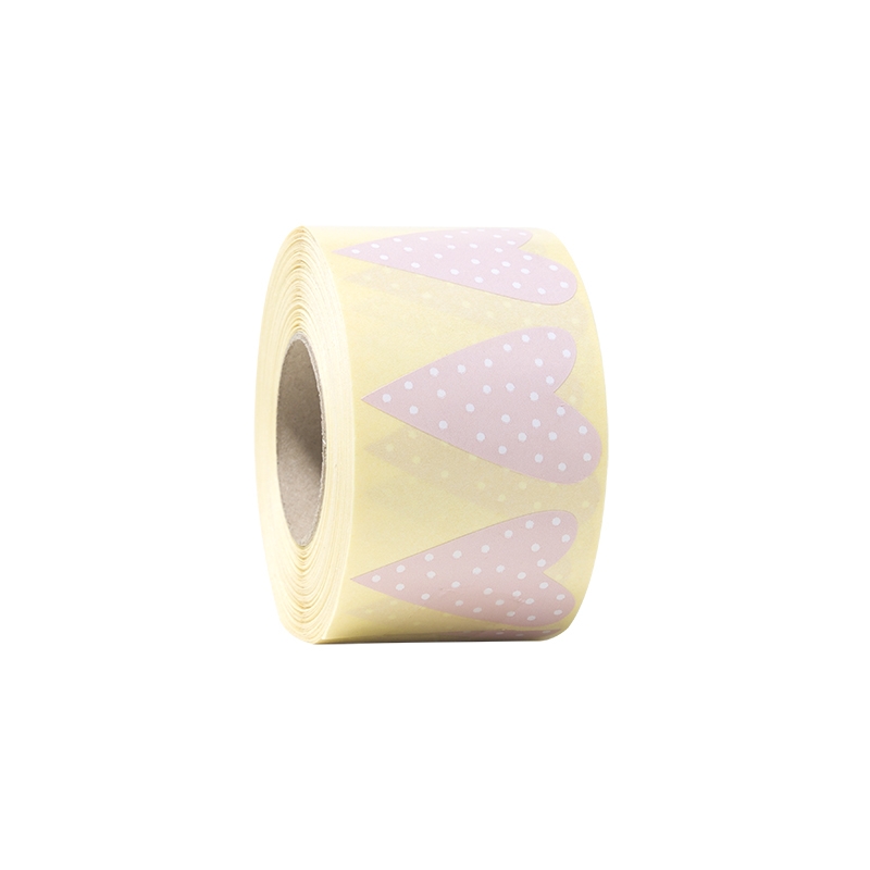 Gaveetikett modern heart dots rosa med hvite prikker - 1