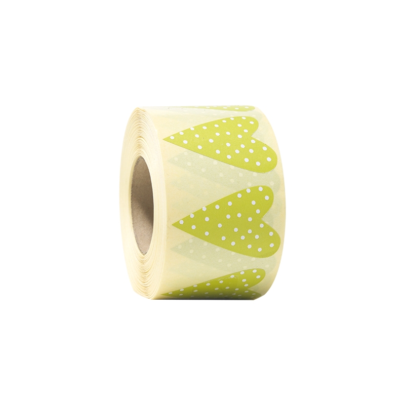Gaveetikett modern heart dots pistasj med hvite prikker - 1