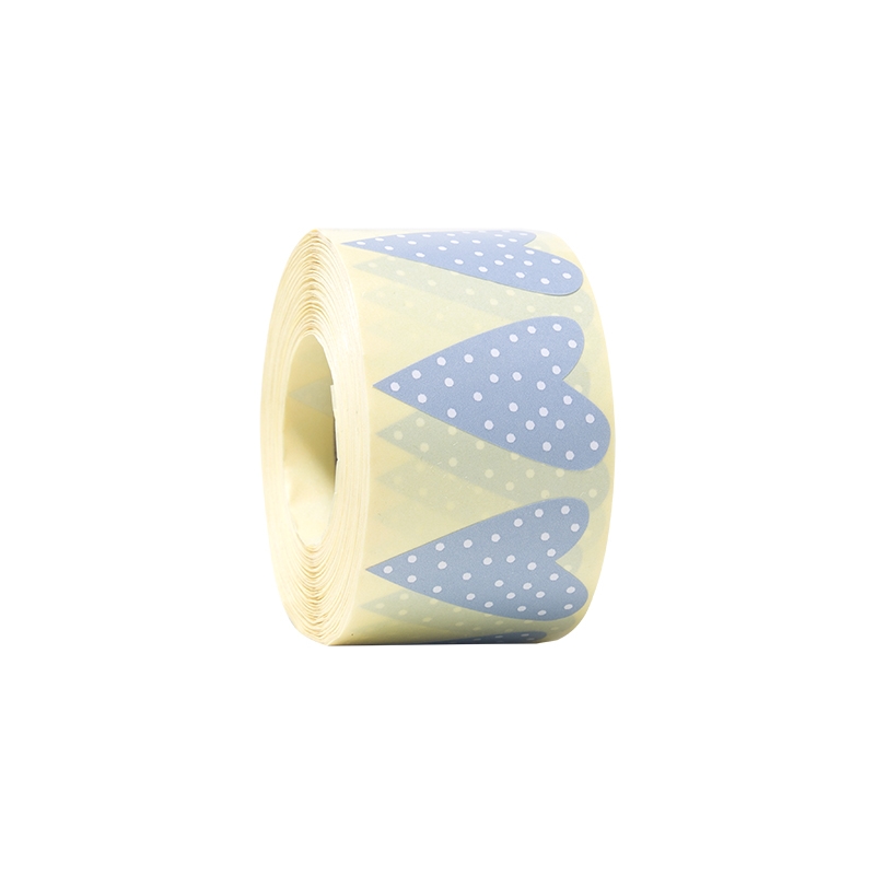 Gaveetikett modern heart dots lyseblå med hvite prikker - 2