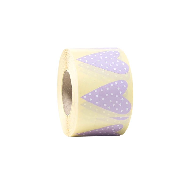 Gaveetikett modern heart dots lyng med hvite prikker - 1