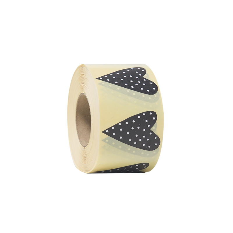 Gaveetikett modern heart dots sort  med hvite prikker - 1