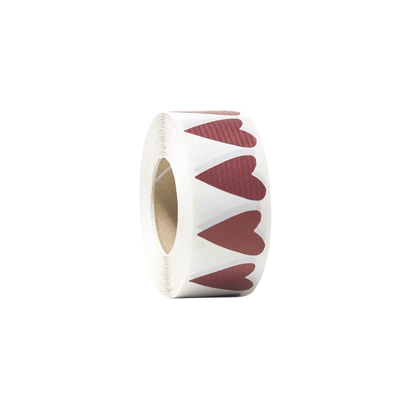 Presentetiketter modern heart rød rillet - 2