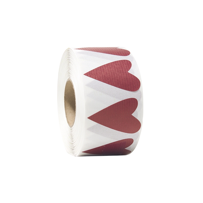 Presentetiketter modern heart rød rillet - 1