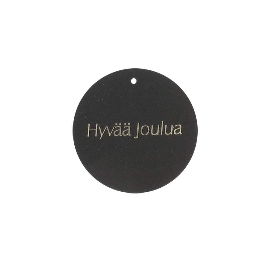Hengeetikett Hyvää joulua, sort rund SALG