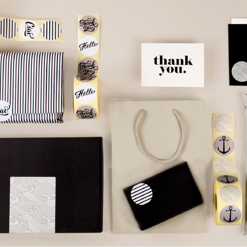 Etikett Venice Black "Thank you/hello" Ø49 1000 stk - 4