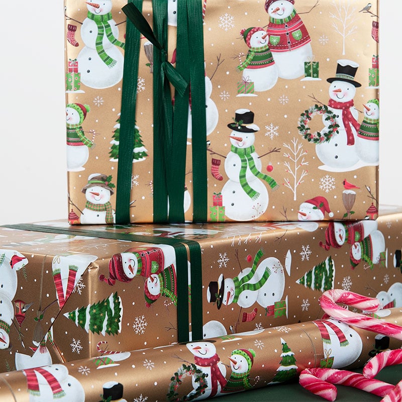 Gavepapir Snowman Gold - 2