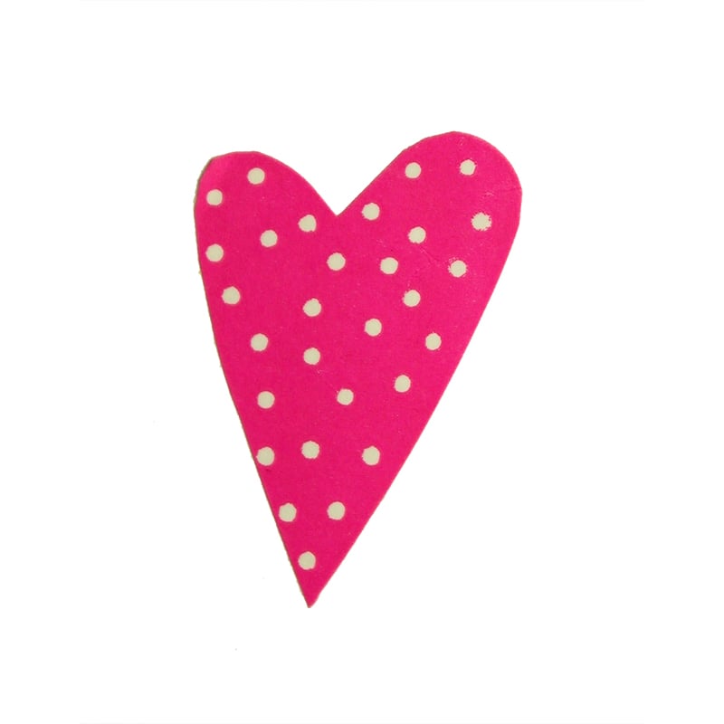 Gaveetikett modern heart dots cerise med hvite prikker - 2