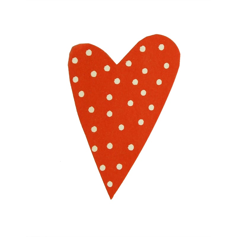 Presentetikett modern heart dots rød med hvite prikker - 2