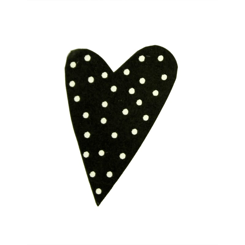 Gaveetikett modern heart dots sort  med hvite prikker - 2