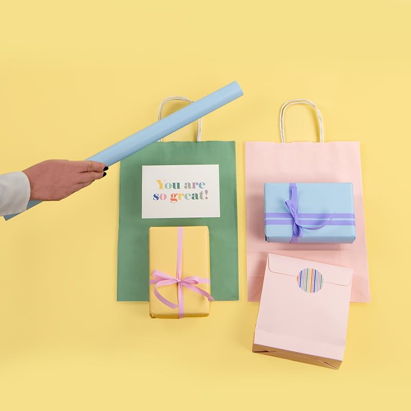 Gavepose rosa kraft med tape-lukkeflik - 3