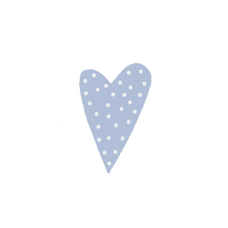 Gaveetikett modern heart dots lyseblå med hvite prikker - 1