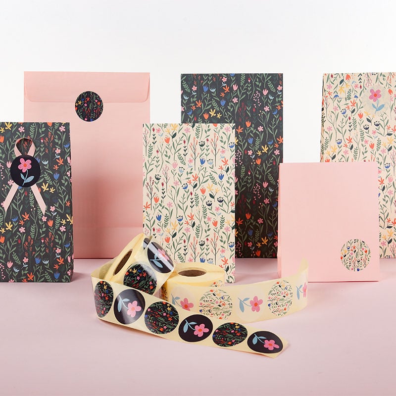 Gavepose rosa kraft med tape-lukkeflik - 4