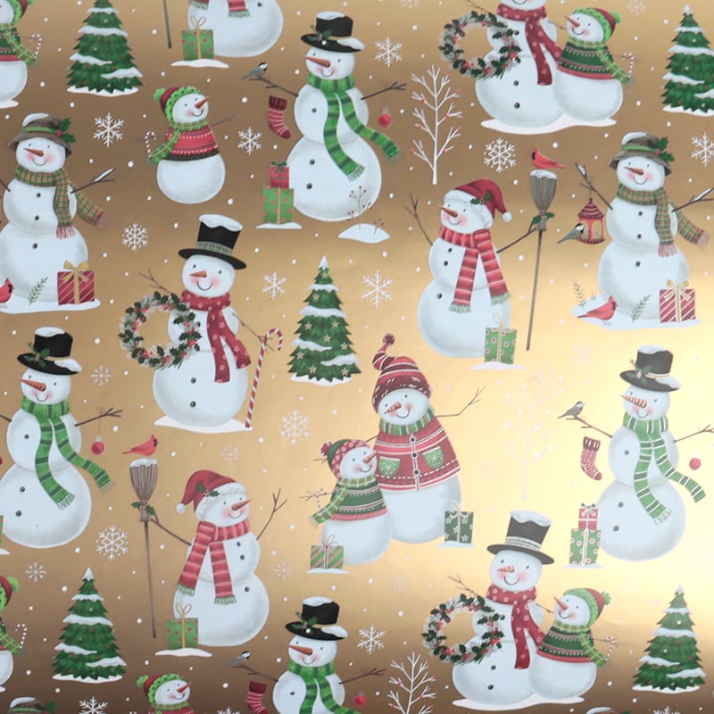 Gavepapir Snowman Gold - 1