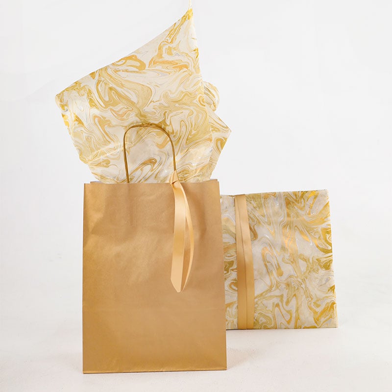 Silkepapir Gold Marble on Ivory - 2