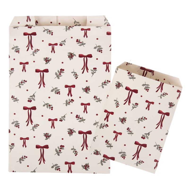 Papirpose flat Winter Bows & Berries. Nyhet! Eget design!