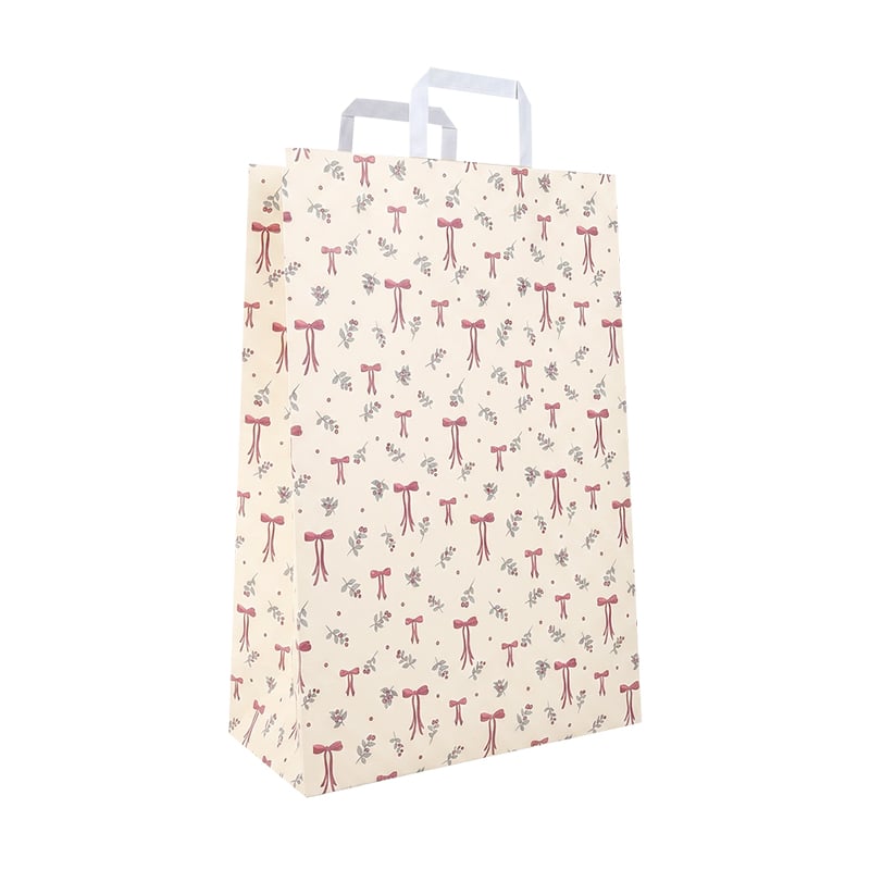 Papirpose med flate håndtak Winter Bows & Berries